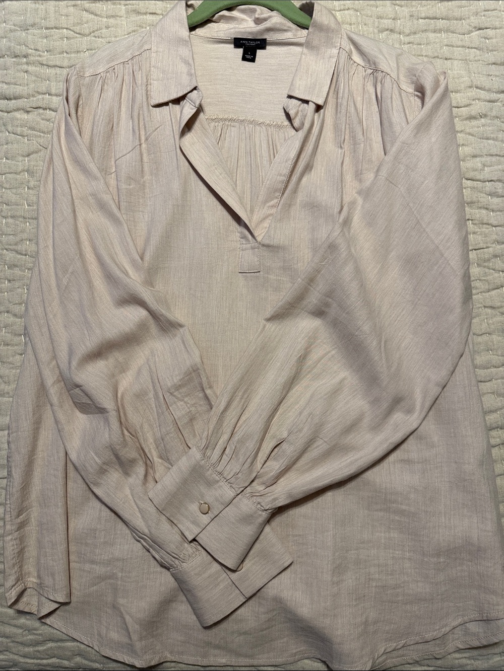 Ann Taylor Blush beige Gathered Peasant Top